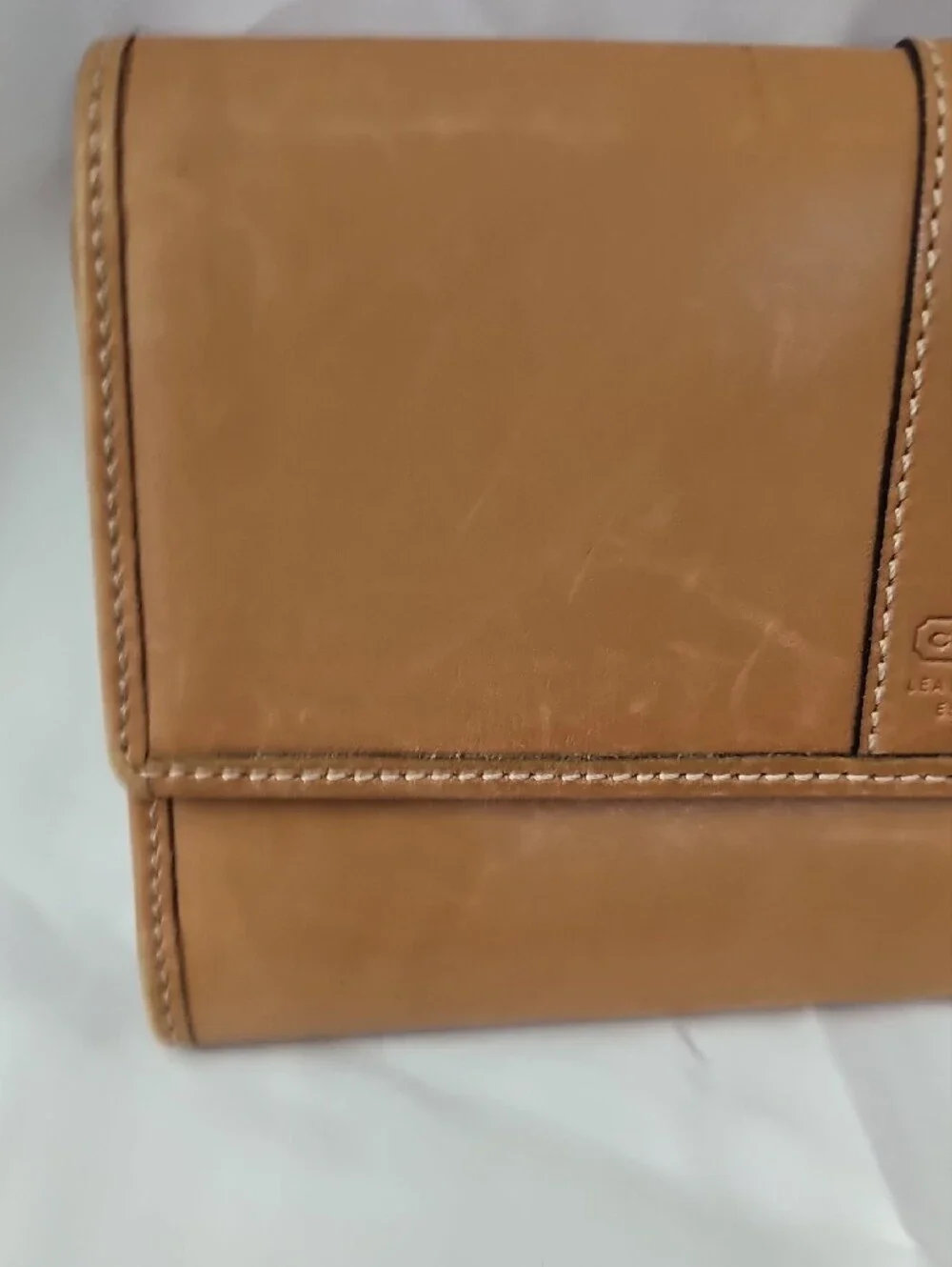 Coach Tan Leather Fold-Over Wallet